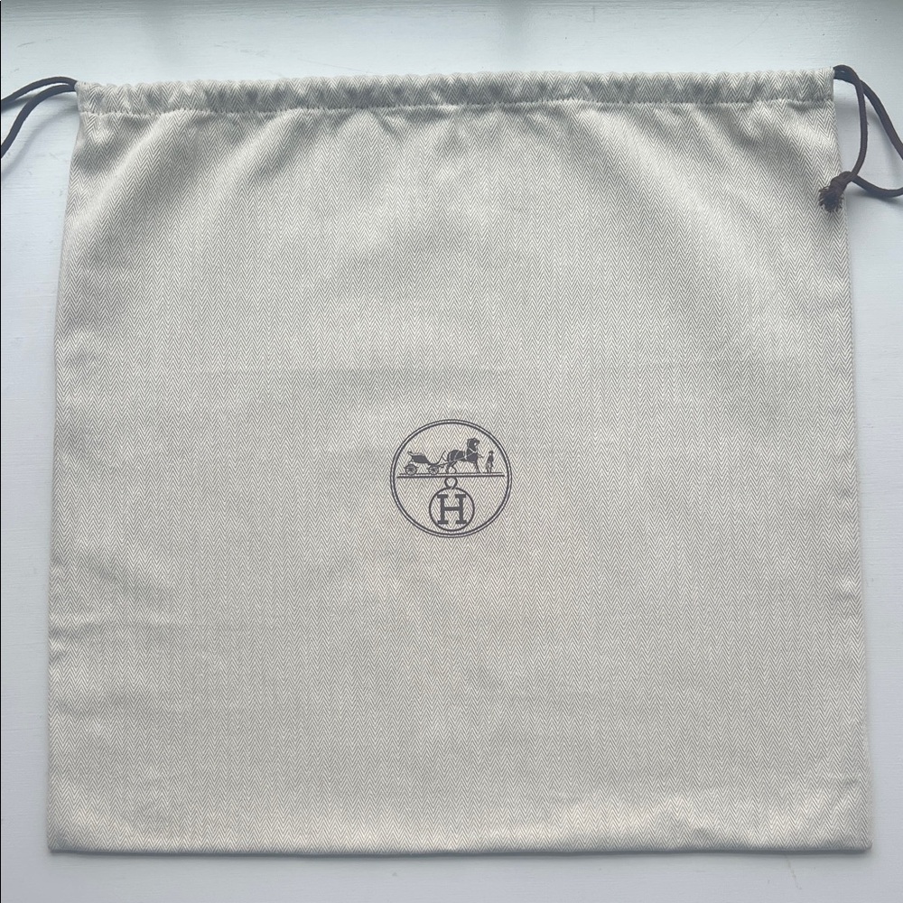 Authentic Hermes Dust Bag 17” x 18” Drawstring Herringbone Canvas Sleeper XL